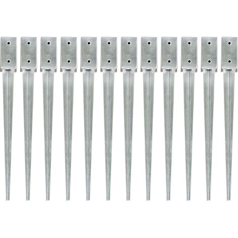 Ground Spikes 12 pcs Silver 7x7x75 cm Galvanised Steel vidaXL
