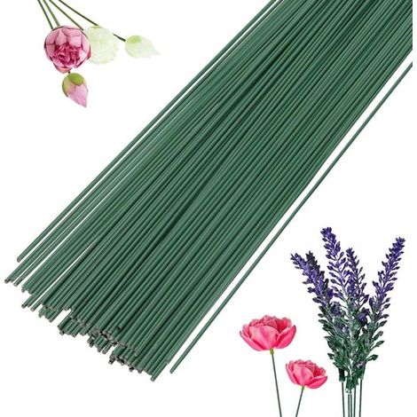 Fil de fer floral - 50 pièces - Fil pour tiges de fleurs - Convient pour la composition florale, les bouquets à faire soi-même et les loisirs créatifs - 30 cm - Vert (1/5)