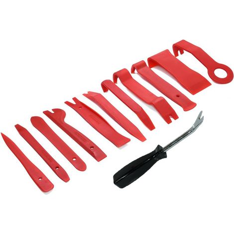Juego de palancas para extraer tapicerias y molduras y palanca para sacar grapas, 12 piezas (1/5)