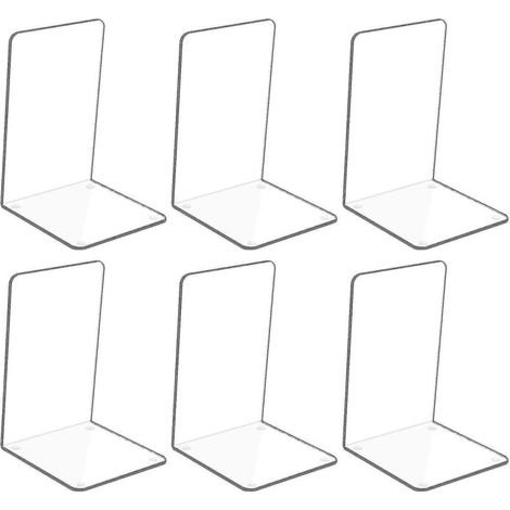 Set mit 6 transparenten Acryl-Buchstützen mit Anti-Rutsch-Aufklebern, perfekt für Schlafzimmer, Bibliothek, Büro, Schule und als Schreibtisch-Organizer. (1/5)