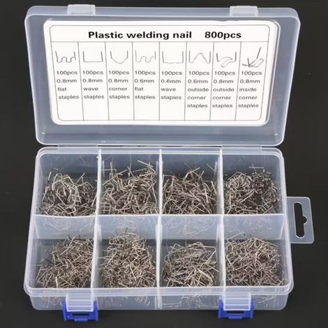 Agrafes à chaud soudage du plastique ongles de soudage pré-coupés agrafes ondulées réparations de pare-chocs-800Pcs Nails (Box)