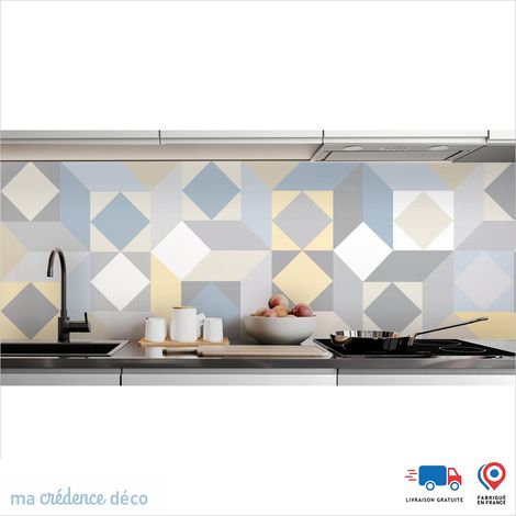 Crédence : Géométrie et Vasarely - Couleur Blanc perle - Alu composite - 60 - 120 (1/3)