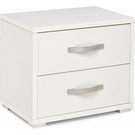 Comodino con 2 cassetti bianco frassinato in legno nobilitato 36x52xH 43 (1/5)