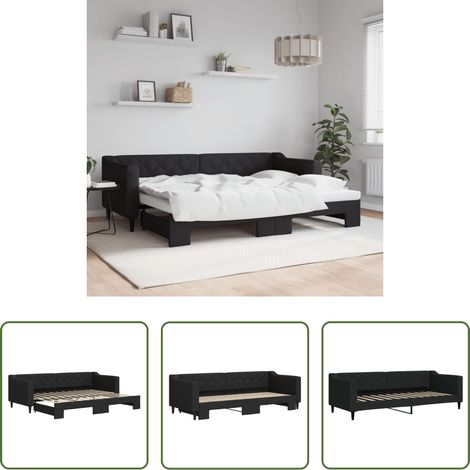 Schlafsofa -  Tagesbett Ausziehbar Schwarz 80x200 cm Stoff (1/5)