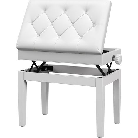 HOMCOM Panca Pianoforte Regolabile con Spazio Contenitore in Pelle PU Bianco