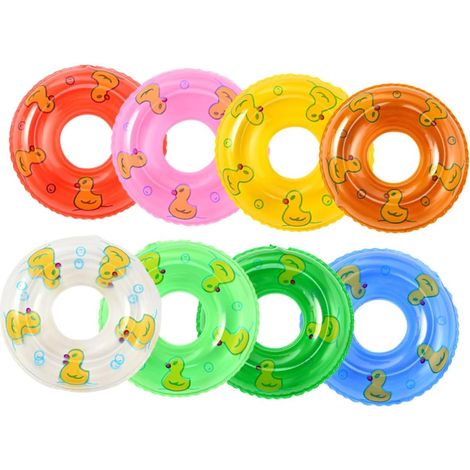 Ensemble de 8 bouées gonflables pour piscine, couleurs assorties, un accessoire flottant conçu pour les activités aquatiques récréatives.-AquaForge (1/5)