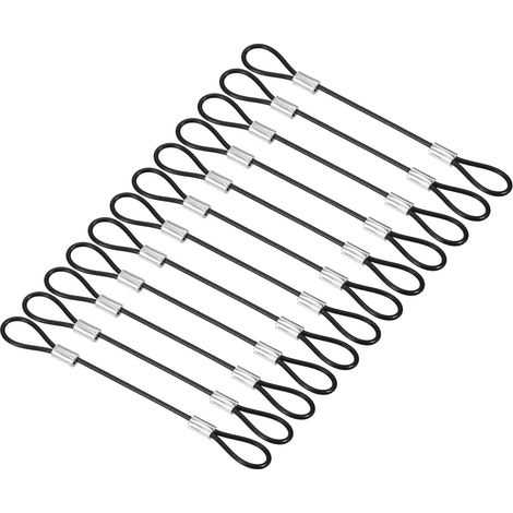 Sécurité Câble Verrouillage 0,3Ft 2mm Dia Inox Acier Noir 12 Pcs (1/5)