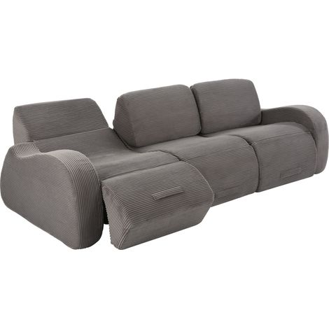 CHICFURN Sofá modular convertible 247x115x76 cm en tela gris, sin montaje para espacios pequeños (1/5)