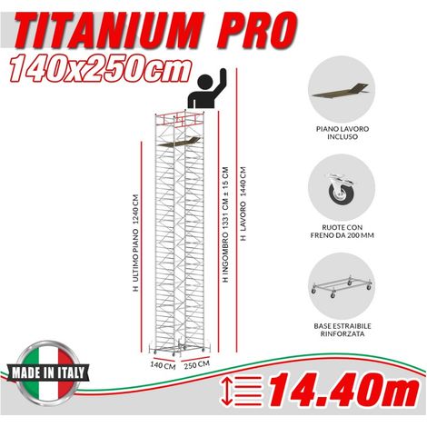 Trabattello TITANIUM PRO Altezza lavoro 14,40 metri