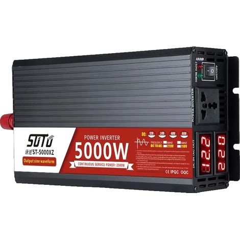 Inverter a onda sinusoidale pura, conversione di potenza affidabile, leggero e portatile, 5000 W, universale, 12 V, 220-240 V (1/2)