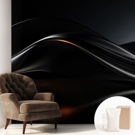 Papier peint intissé à motifs décoratifs pour salon chambre et bureau Décoration murale élégante avec colle Vagues métalliques 250x250 cm (1/5)