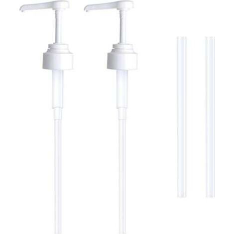 Set di 2 flaconi vuoti con dosatore da 5 litri (bianchi), flaconi di plastica riutilizzabili da 38 cm per liquidi e condimenti da bagno.