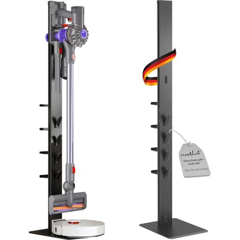 Support pour aspirateur avec Plaque de Base inclinée pour Robots aspirateurs, 8 Supports pour Accessoires, Compatible avec V6, V7, V8, V10, V11, V12, V15, Gen5, Noir (1/5)