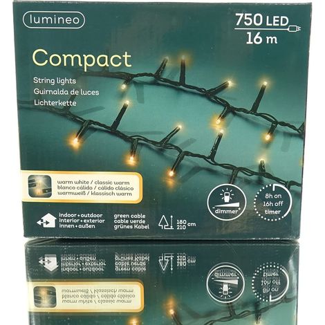 Lumineo LED Lichterkette Compact grün 16 Meter 750 Lichter - warmweiß / klassisch warm (1/5)