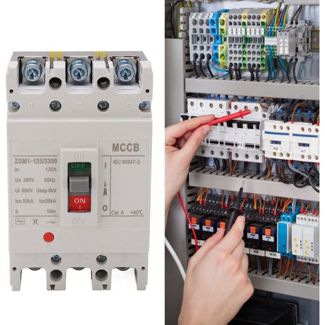Disjoncteur de protection contre les surcharges ZGM1-125/3300 3P, 380 VCA, courant de 125 A. (1/5)