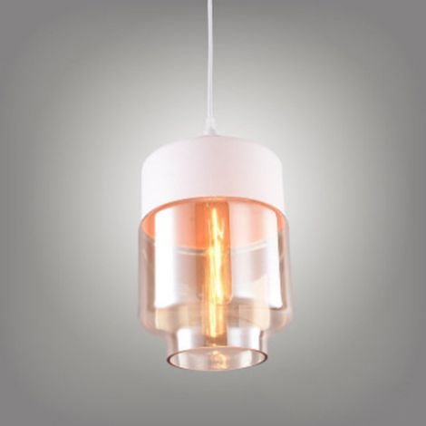 Pendelleuchte Esstisch Hängelampe Retro Glas Hängeleuchte E27 Fassung für Wohnzimmer Schlafzimmer Küche Hotel, Rosa (Zylindrisch)