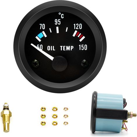 Öltemperatur-Anzeige 52mm 12V – schwarzes Zifferblatt, grünes Gehäuse (1/5)