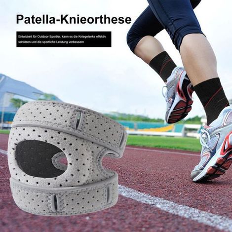 Genouillère de sport, stabilisateur de rotule avec fermeture, élastique et respirant, lot de 2 genouillères rotuliennes, Étiquette (1/4)