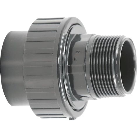 1 raccord vissé en PVC Fittings avec manchon adhésif de 50 mm x filetage extérieur de 5"  Adaptateur en PVC U gris pour tuyaux de piscine et toutes les tuyauteries 