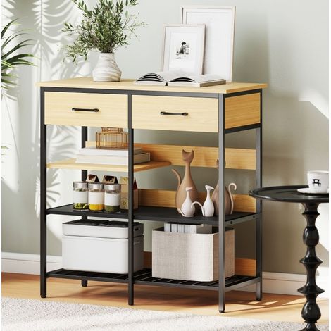 MEUBLIV Credenza da cucina 90 x 40 x 91 cm effetto legno naturale con 2 cassetti e 3 ripiani (1/5)
