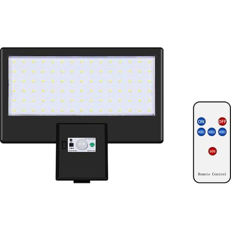 Éclairage routier extérieur solaire LED étanche avec lampes solaires intégrées, télécommande et capteur de luminosité, économie d'énergie.