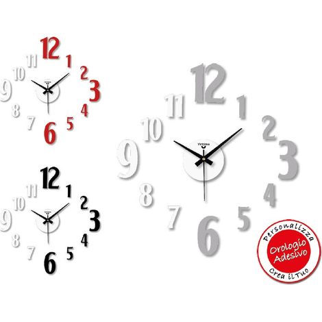 Orologio da Parete Adesivo Eva Wall Stick Rombo Numeri Arabi 50 x 50 cm 3 Colori (1/2)