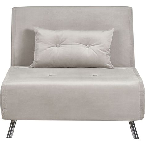 Single Sofa Bed FARRIS Velvet Light Grey