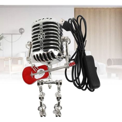 Lampe de robot microphone - - Vintage - Aluminium - Rouge - Multifonctionnelle (1/5)