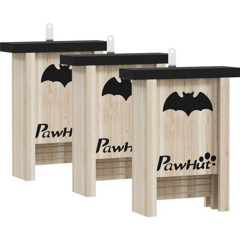 Set de 3 cajas refugio para murciélagos de madera 18 x 6 x 22,5 cm para jardín, huerto y granja (1/5)