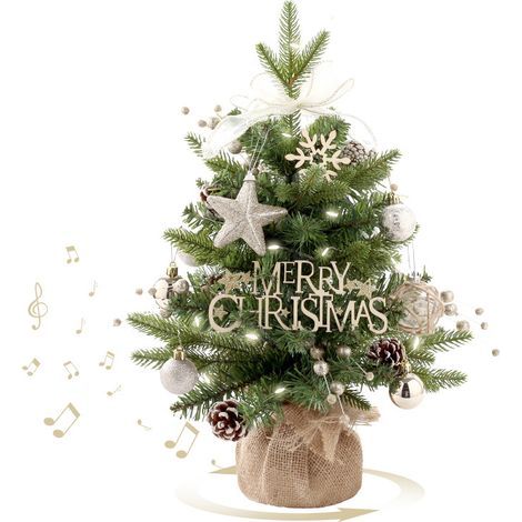 Mini Sapin de Noël de Table (5030cm), Ornements Décoration de Noël,Boîte à Musique Arbre de noël,360° Rotatif Arbre de Noël,Boîte à Musique Arbre de noël,Décorer Sapins de Noël pour Maison,Cuisine,Bur (1/5)