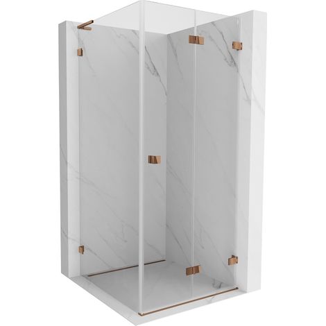 Mexen Lunar-F L cabina doccia pieghevole destra 100 x 100 cm, trasparente, oro rosa - 836L-100-100-60-00-P (1/5)