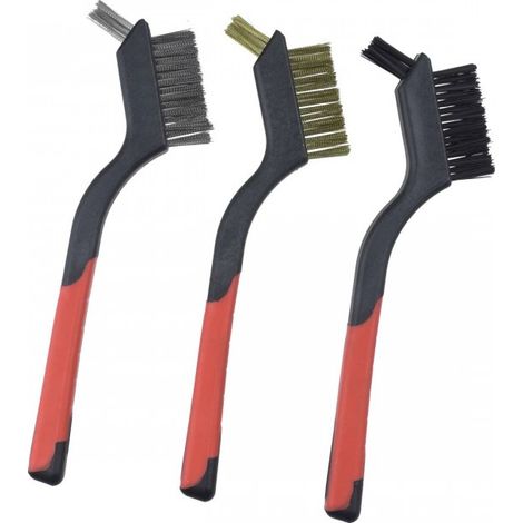 DEDRA 3er-Set Drahtbürsten 180mm - Stahl, Nylon, Messing