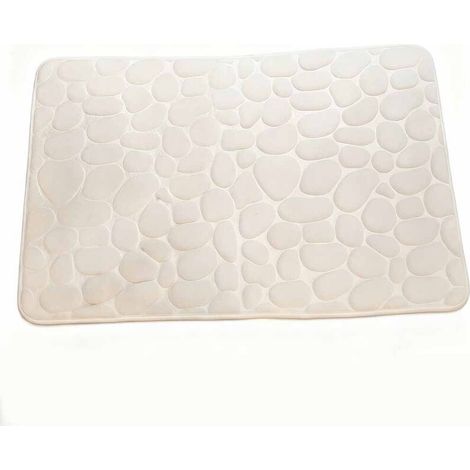 Tapis De Bain - Polaire Corail Antidérapant Motif Galets - Pour Douche Et Baignoire - 40 X 60 Cm