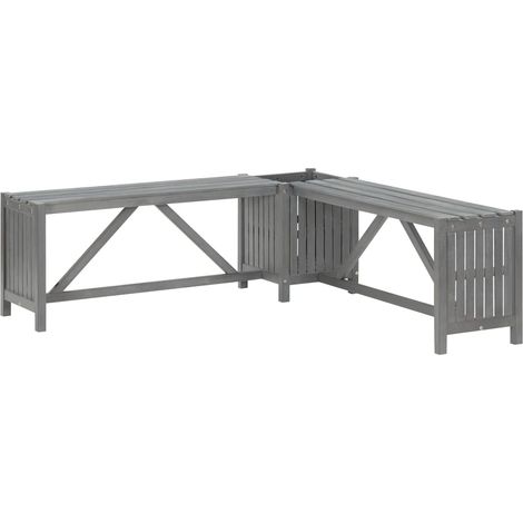 Banc d'angle de jardin,Banquette de jardin et jardin,Banquette de jardinière 117 cm bois d'acacia gris CFW67666 (1/5)