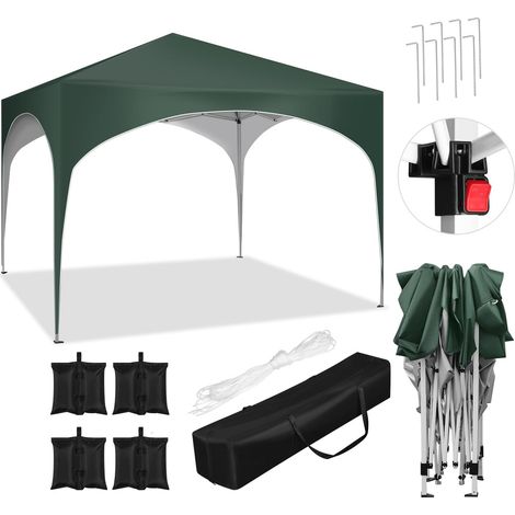 WOLTU Cenador de Jardín 3x3m Verde +Set 4 Sacos de Arena