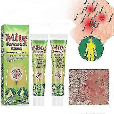 Lot de 2 crèmes anti-acariens et anti-démangeaisons pour animaux et humains, pommade antibactérienne universelle à action rapide et efficace, 20 g (1/4)