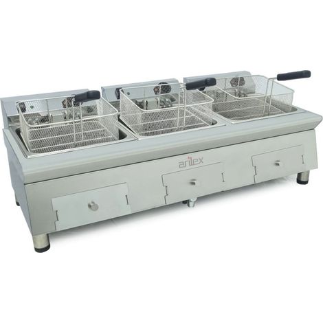 Friteuse électrique - 12+12+12L - Triple cuve - Triphasée - Arilex (1/5)