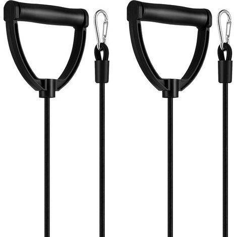 Juego de bandas de resistencia - Cuerdas de fitness - Entrenamiento de fuerza en casa - Apto para todo tipo de pieles - 80 cm de longitud - Negro (1/5)