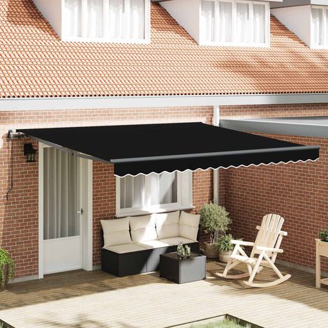 Toldo retráctil Negro 400 x 300 cm Tela y Aluminio