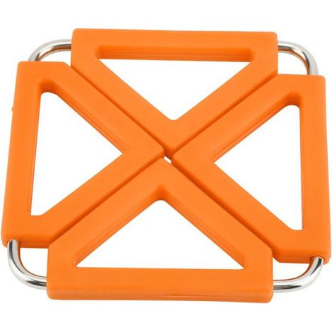 Tapis de dessous de plat de cuisine réglable en acier inoxydable et silicone pour casseroles, plats et bols (orange) (1/5)