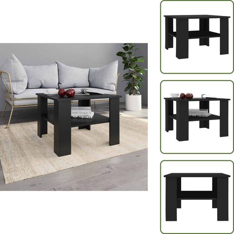 Table basse Noir 60x60x42 cm Bois d’ingénierie - Table Basse - Meuble Salon - Table D'appoint - Table Noire - Table Design (1/5)