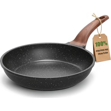 Poêle YASHE 24 cm grise, 1,25 L, induction, manche effet bois