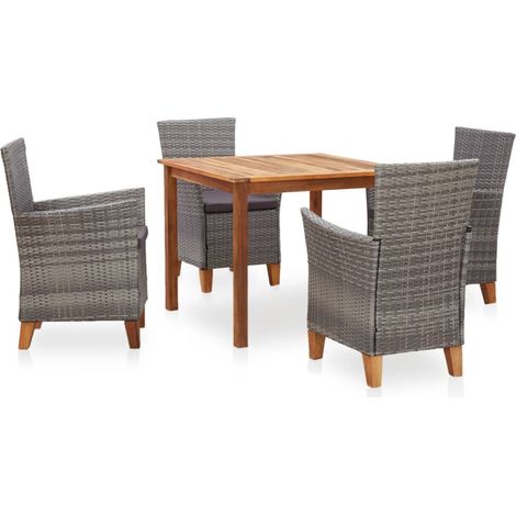 vidaXL Set Pranzo da Giardino 5 pz Polyrattan e Legno d'Acacia (1/5)