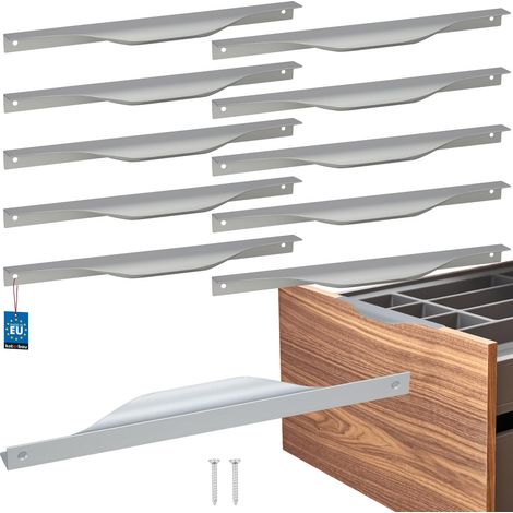 KOTARBAU® Moderne Möbelgriffe aus Aluminium mit silberner Kante, 256/276 mm, 10er-Set
