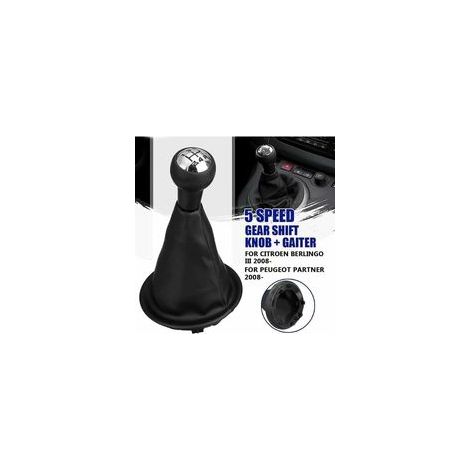 Pommeau de levier de vitesse 5 vitesses – Soufflet en cuir synthétique – Compatible Citroën III et Peugeot 2008-2021 (1/5)
