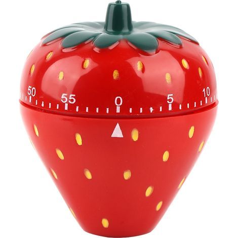 Kitchen timer, high-quality materials, mechanical wind-up, strawberry-shaped, non-toxic, easy to use, red, suitable for home offices and living rooms. (1/5)