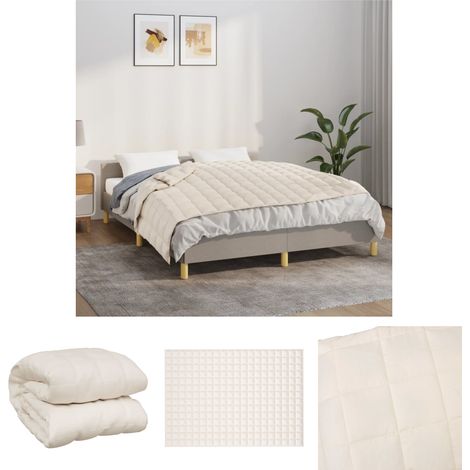 The Living Store Gewichtsdecke Hellcreme 138x200 cm 6 kg Stoff -  Decken (1/5)