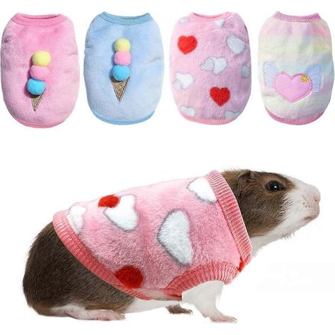 Ensemble de 4 vêtements pour lapins - Gilet chaud et doux pour petits animaux (chatons, furets, chihuahuas, chiots, chiens miniatures et petits animaux). (1/5)