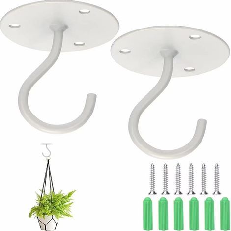 Crochets pour plantes suspendues - crochets muraux en métal robuste pour suspendre mangeoires à oiseaux, jardinières, carillons éoliens, y compris des chevilles professionnelles pour cloisons sèches ( (1/5)