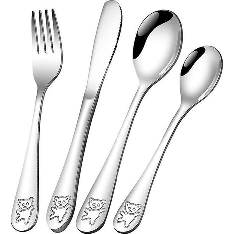 fourchette Et Cuillre De Style Occidental De Quatre Pices Pour Enfants Mignon Ours Couteau  Steak Fourchette Cuillre Ensemble De Vaisselle (1/5)